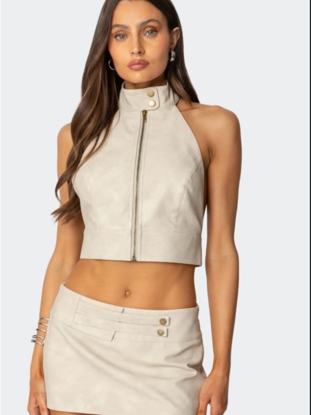 Edikted front zip up top with collar